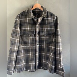 ALLSAINTS plaid wool blend button-down flannel overshirt Size 2XL